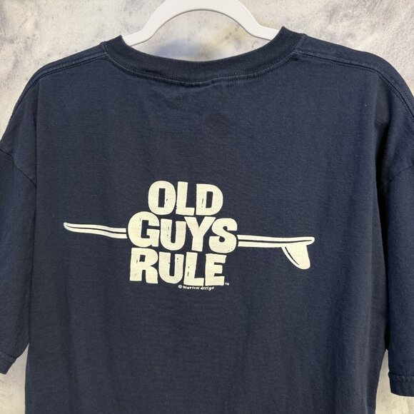 Vintage Old Guys Rule T Shirt Mens XL Navy Blue Y2K Surf Surfing - Picture 1 of 10